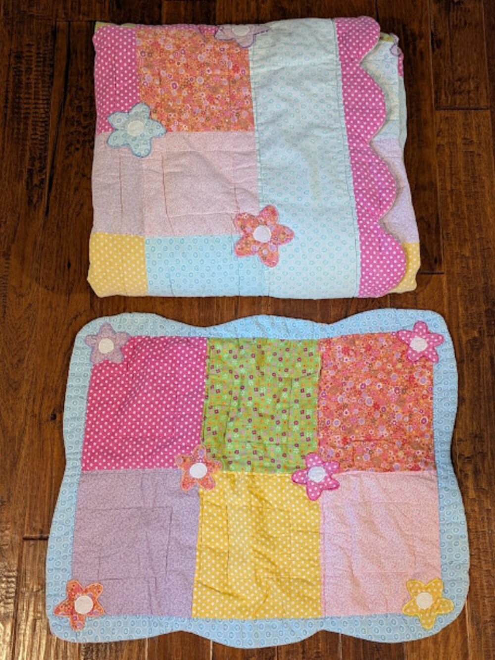 Kids Expressions Elize Handcrafted Floral Cotton Quilt with Sham Full Size